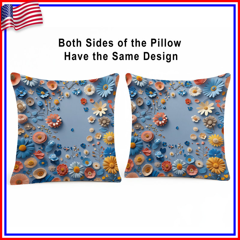 Coussin Floral, 16 po x 16 po