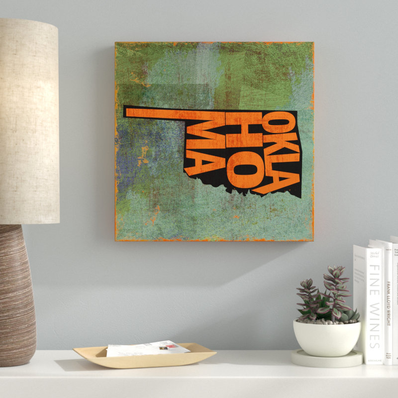 « oklahoma », art textuel sur toile tendue, H 24 po x l 24 po x P 2 po