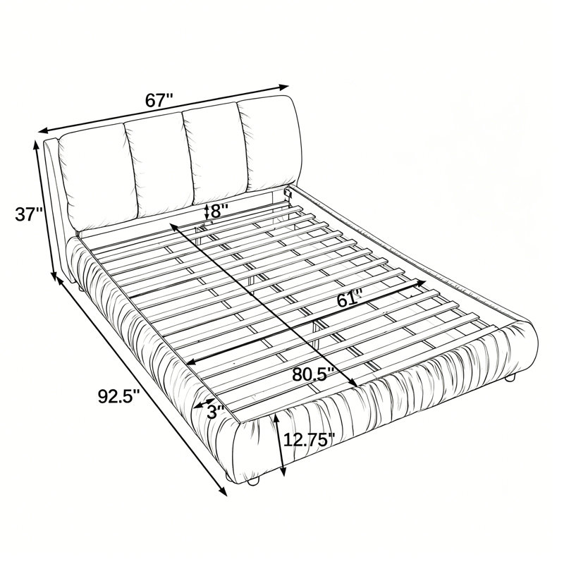 Structure de lit tapissier pour grand lit, style minimaliste moderne avec tête de lit éponge compressée dodue, velours brillant et repose-pieds robuste, matelas non inclus - bleu foncé