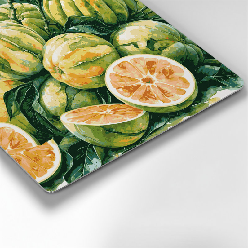 Art mural en métal beige Fruit pomelo, H 16 po x l 16 po