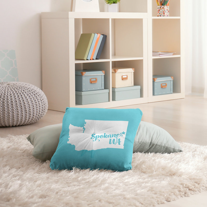 Coussin de plancher touffeté, 26 po x 26 po, Bleu sarcelle, Spokane