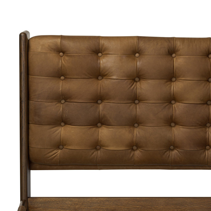Halston Leather Bed, King, Heirloom Sienna