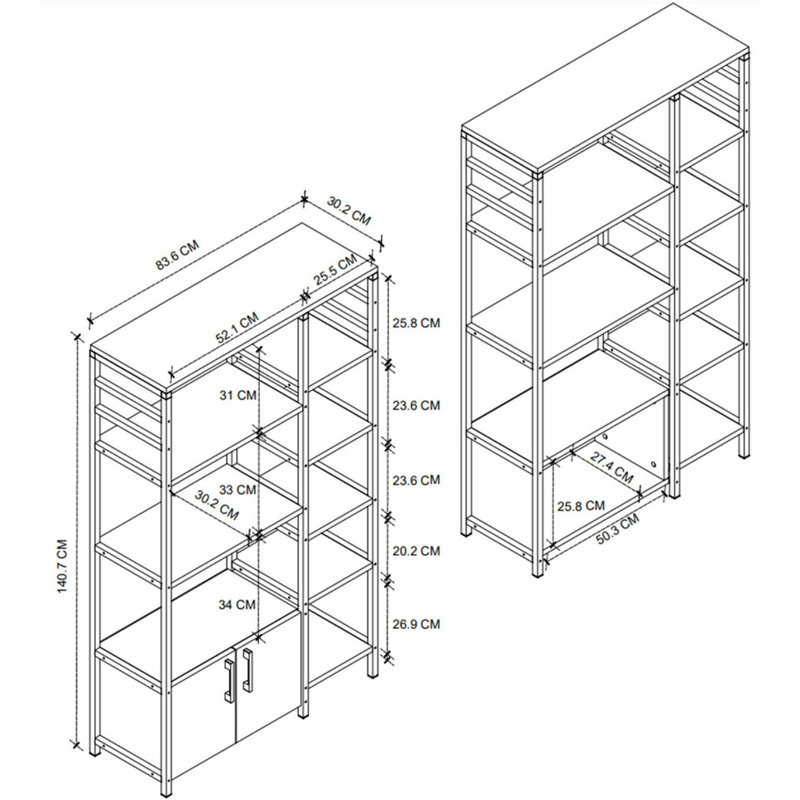 Nekko 55.39cm W Metal Shelving Unit, Anthracite