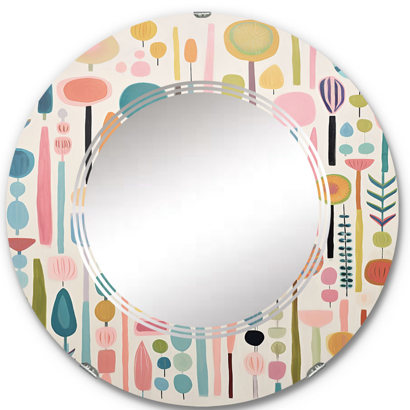 Cas - Miroir mural rond Mid-Century, 24 po x 24 po