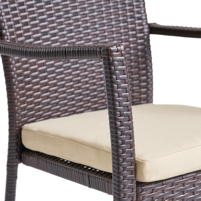 Charleston 3-Piece Brown Wicker Outdoor Stacking Chair Set