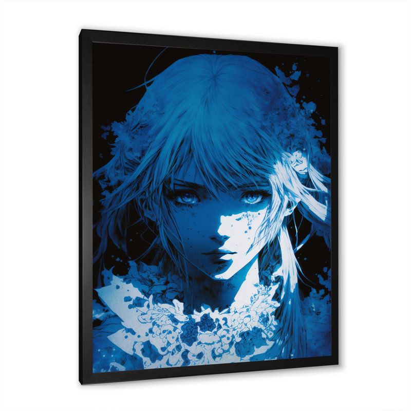 Chaydon, dessin animé rétro rétro bleu IV sur toile, Cadre photo noir, H 20 po x l 12 po x P 1 po