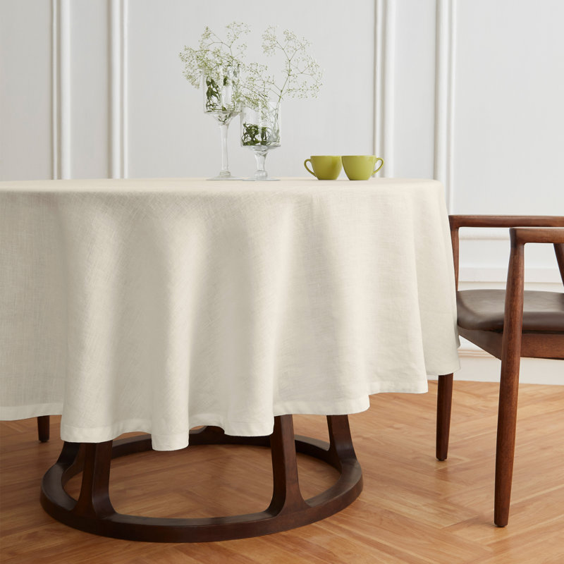 Sonoma - 100% Pure Linen Round Tablecloth (Prewashed), 60" Round, Ivory