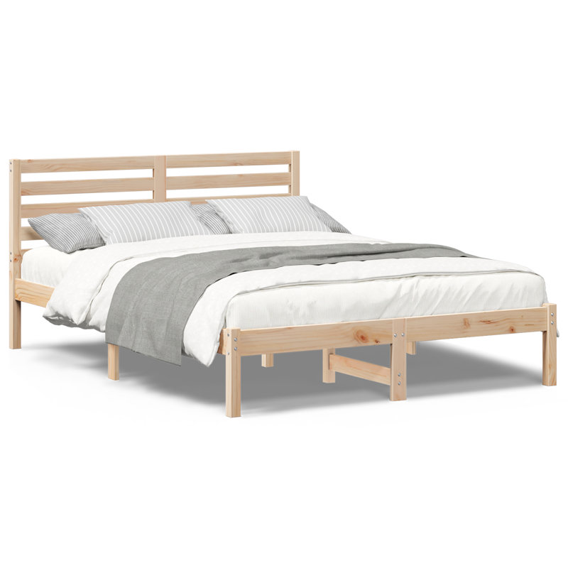 Solid Wood Bed, Brown, Small Double (4')