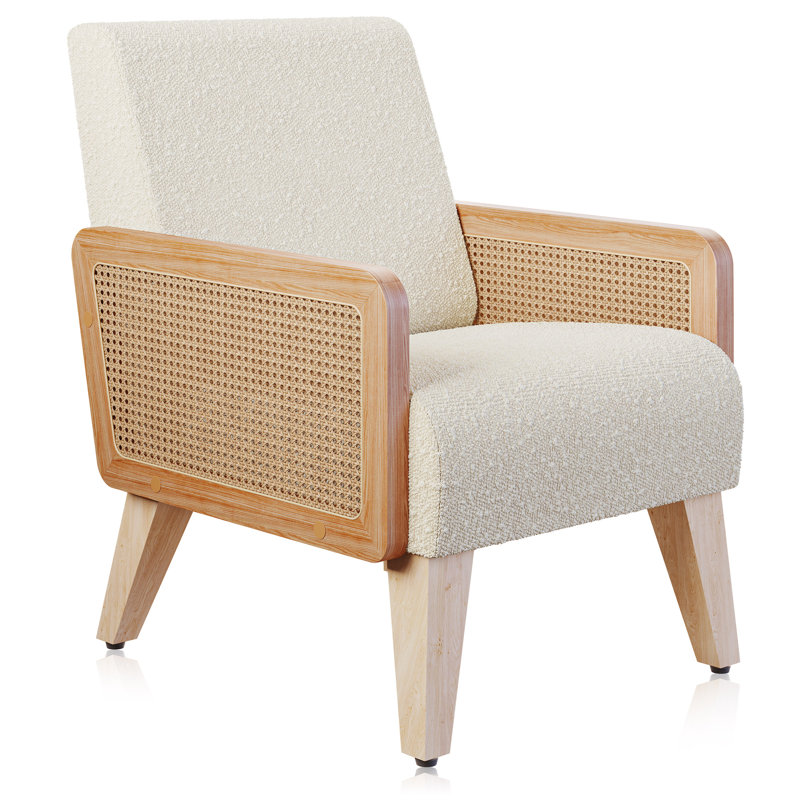 Arelious 24.41" W Linen Armchair Upholstered, Cream