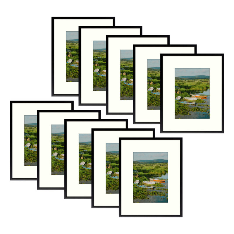 Cadre photo Drennon, Noir, 8 pi x 10 po emmêlé à 5 po x 7 po