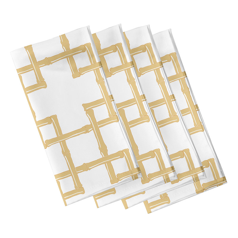 Kywan Polyester Geometric Square Napkin, Yellow