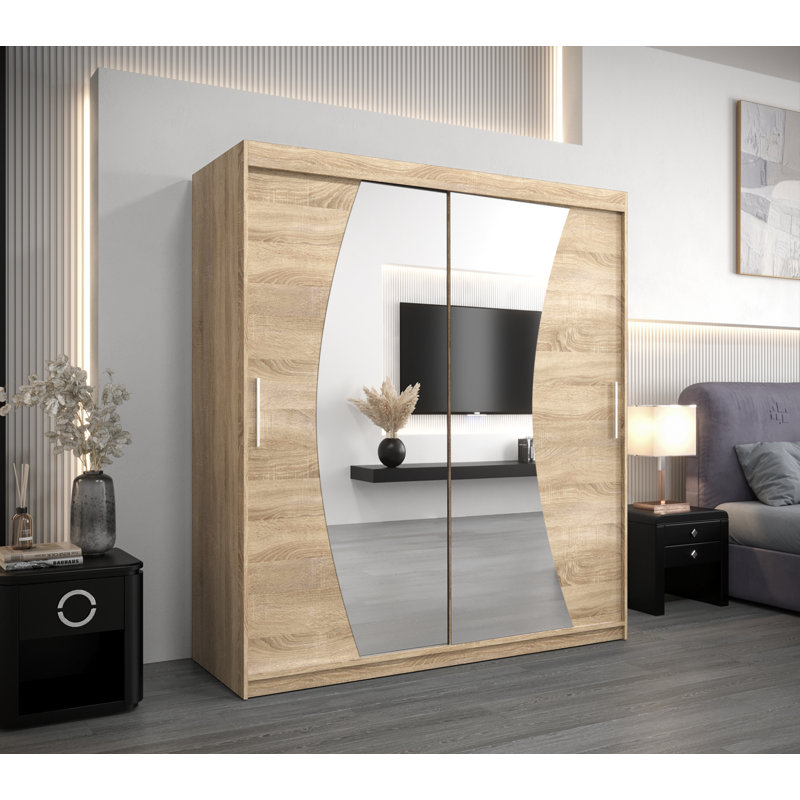 Asadulla 2 Door Solid + Manufactured Wood Wardrobe, Sonoma Oak