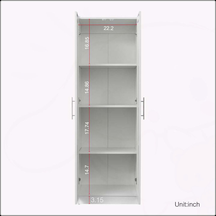 Versatile Two-Door Three-Partition Cabinet for Storage, Enhancing Space Utilization