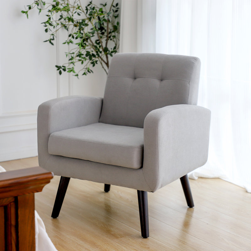 Upholstered Armchair, Grey Linen Blend
