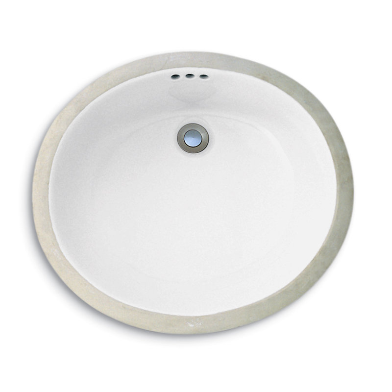 Lavabo de salle de bain ovale encastré en métal Custom, Porcelaine blanche