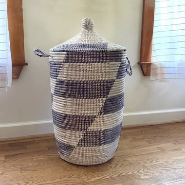 Macrame Seagrass Laundry Basket With Moonj Coiling Handle (16Dia x  14Height) - 45 Litres