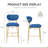 Bar Height Bar Stools Set Of 2, Velvet Ergonomic Modern Counter Stool With Back, Comfy Bar Chairs With Powder Sprayed Golden Metal Legs-449020732-449020726