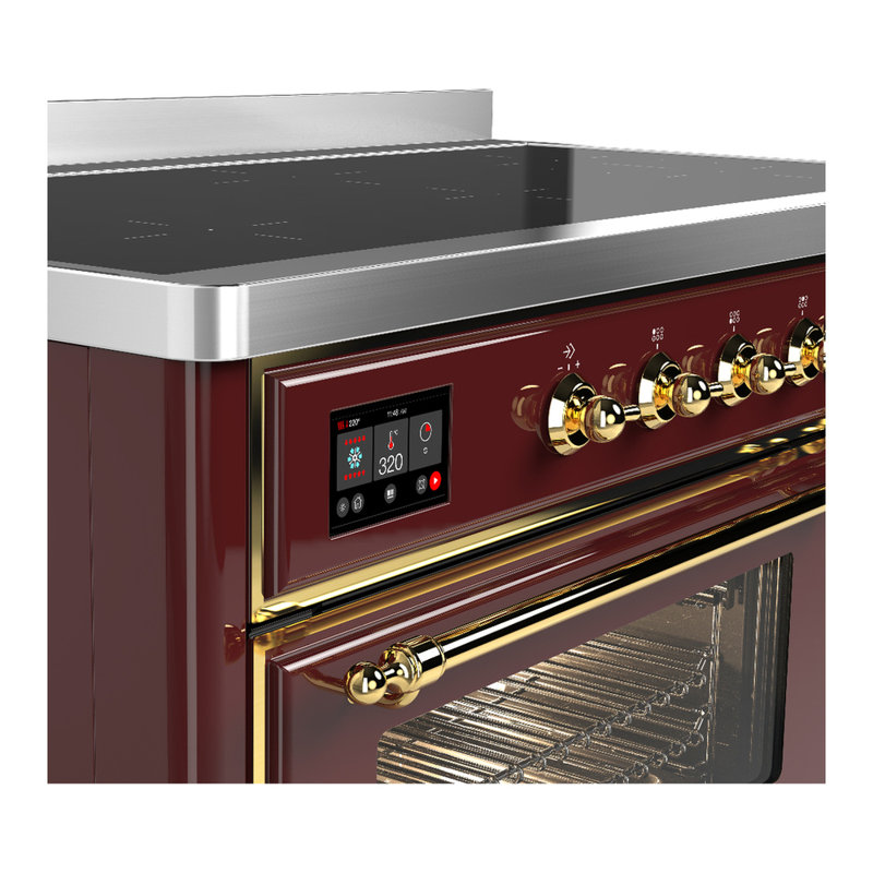 Cuisinière à induction de 48 pouces avec 6 éléments à induction en bourgogne Majestic III Series (garniture laiton), Laiton