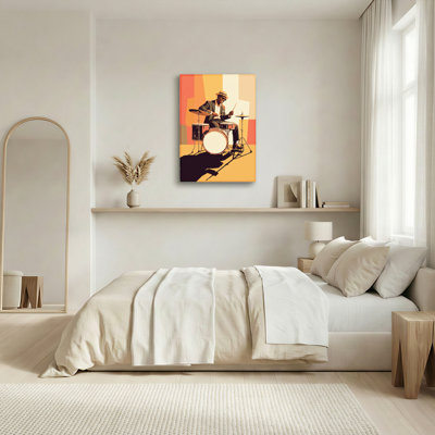 Jazz Drummer Canvas Wrapped Wall Art Oil Painting Print Set Of 1