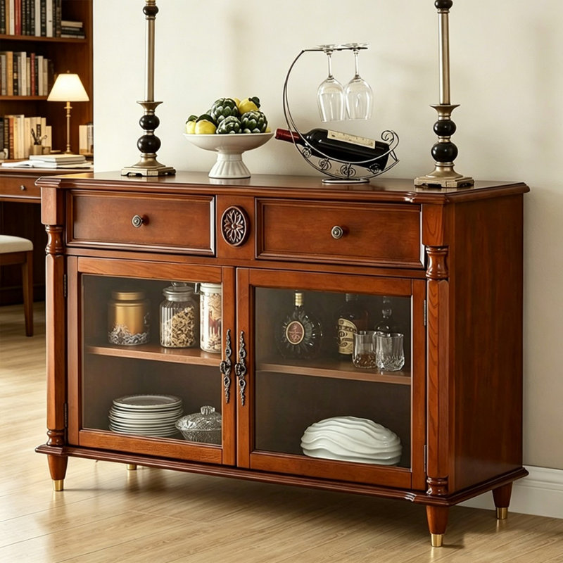 Nut-brown Solid Wood Sideboard