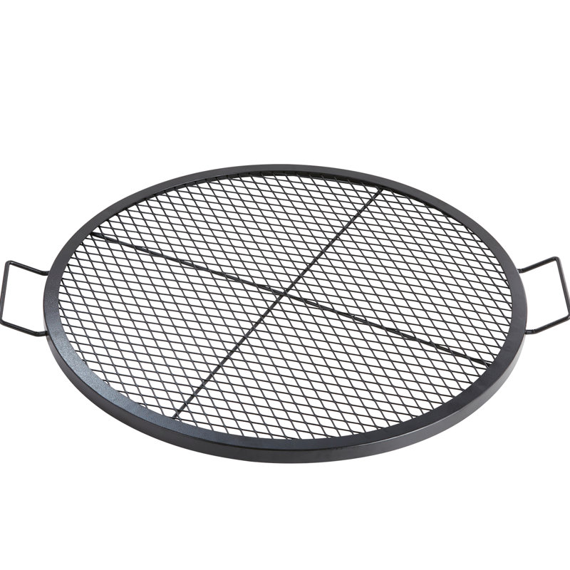 Barbecue rond en acier robuste de 30 po avec fil en X, convient aux événements extérieurs, et rouille, grille, facile à transporter, cuisson à mailles élevées