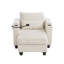 Chaise en velours côtelé beige avec porte-gobelets, compartiments de rangement et organisateurs latéraux multifonctionnels pour petits espaces