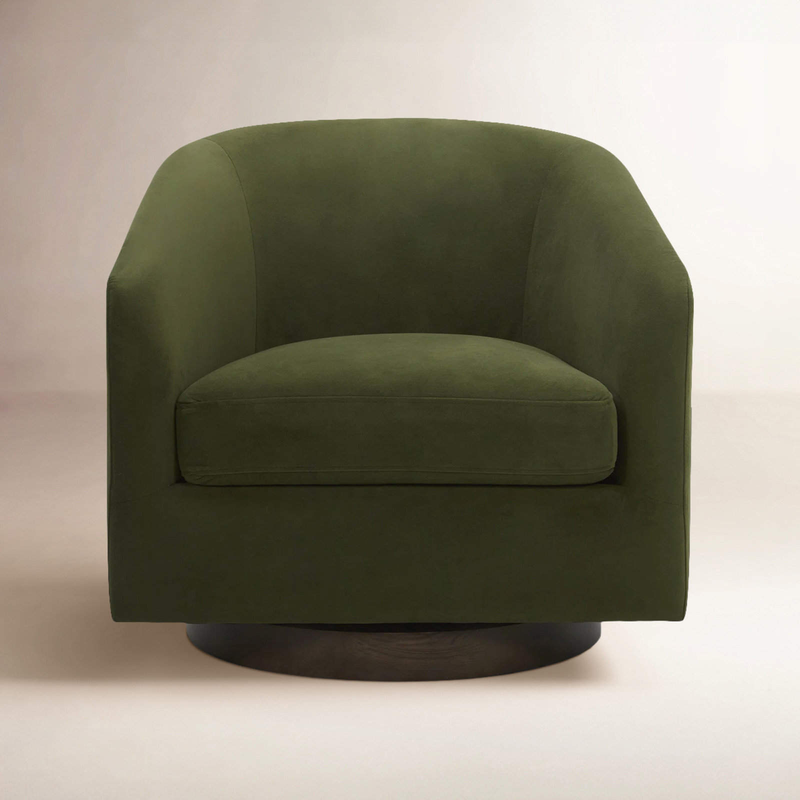 Bennett Linen Swivel Barrel Chair, Bella Forest Performance Velvet