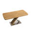 Table de salle à manger rétractable réglable de 47,25 po à 63 po, table de salle à manger en métal à base en métal naturel pour 4 à 6 personnes