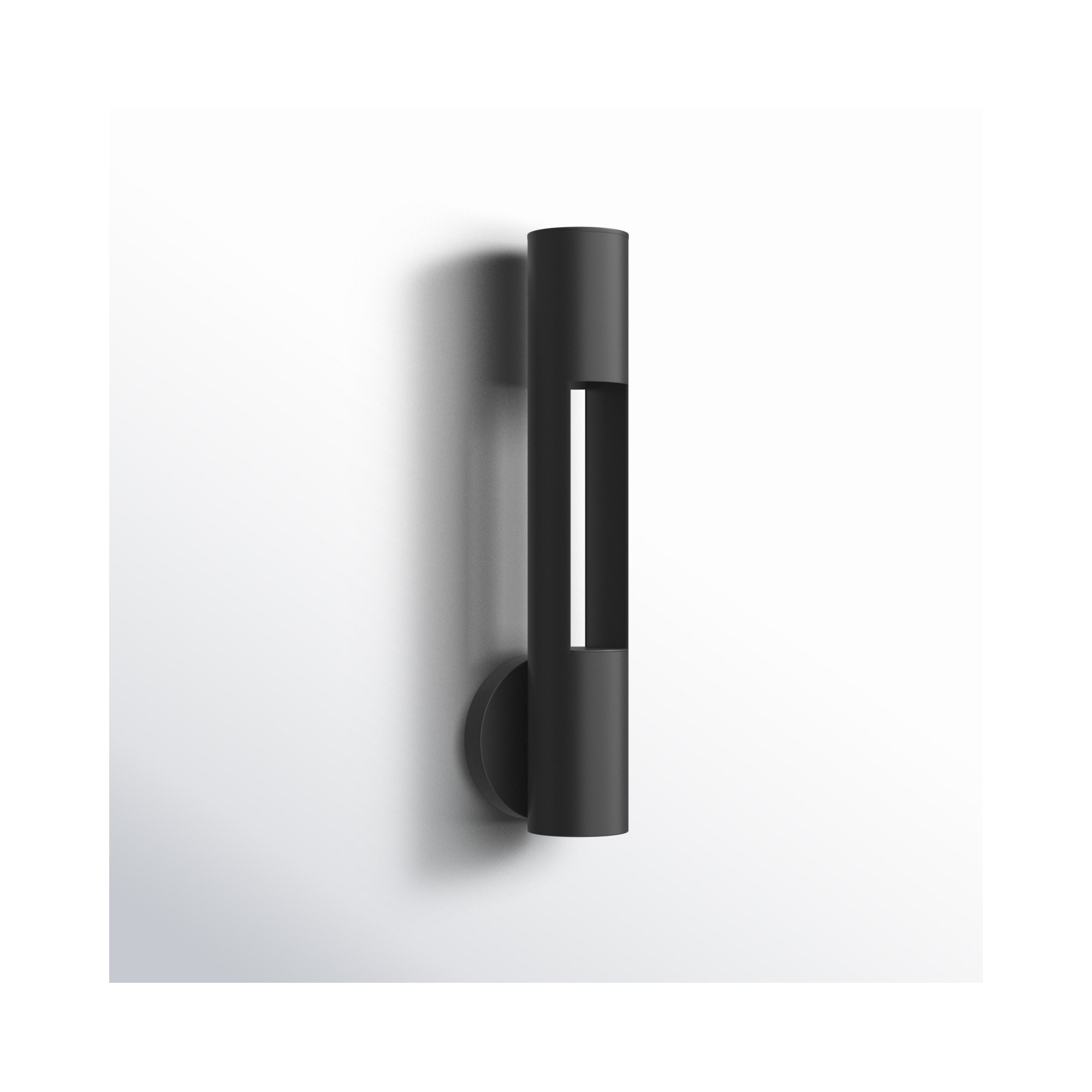 Aurora 2 Light Cylinder Outdoor Wall Light, Black