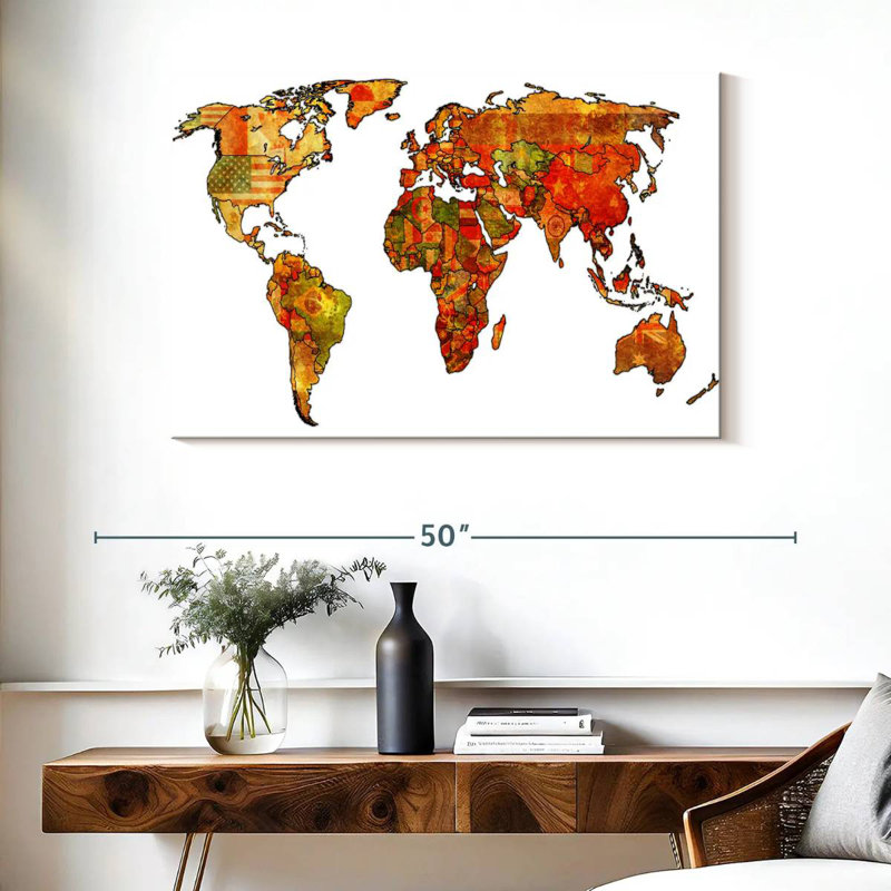 Aliaz Country Flags Map, 26" H x 39" W
