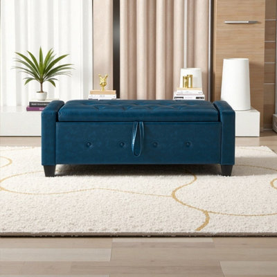 Afore 48'' Faux Leather Ottoman Storage Bench With Flip Top Multi-Purpose Furniture For Bedroom Living Room Entryway