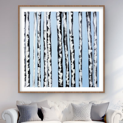 Birches on a Blue Background - Bedroom Landscapes Print