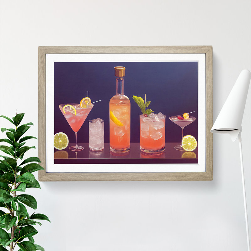 Modern Cocktail Vol.4 - Framed Print, 25cm H x 34cm W x 2cm D, Oak