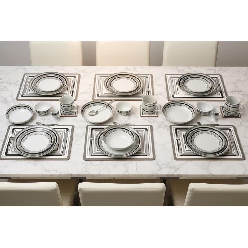 Waterside 80pc Grey Brompton Porcelain & Cutlery Combo Dinner Set