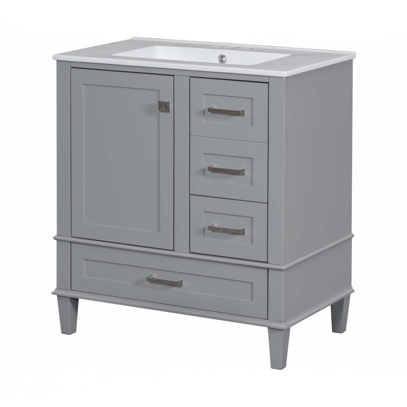 Ensemble de meuble-lavabo moderne 30 po avec meuble-lavabo 30 po, Gris, Argent