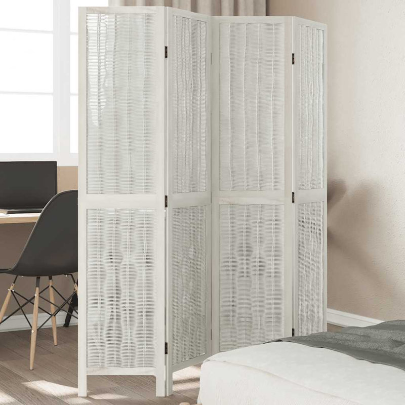 Akims 145cm W Solid Wood Accent Room Divider, White, 180cm H x 145cm W