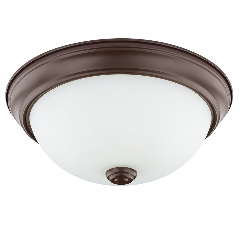 Brushed Nickel 11" Flush Mount Ceiling Light with Soft White Glass Bowl
