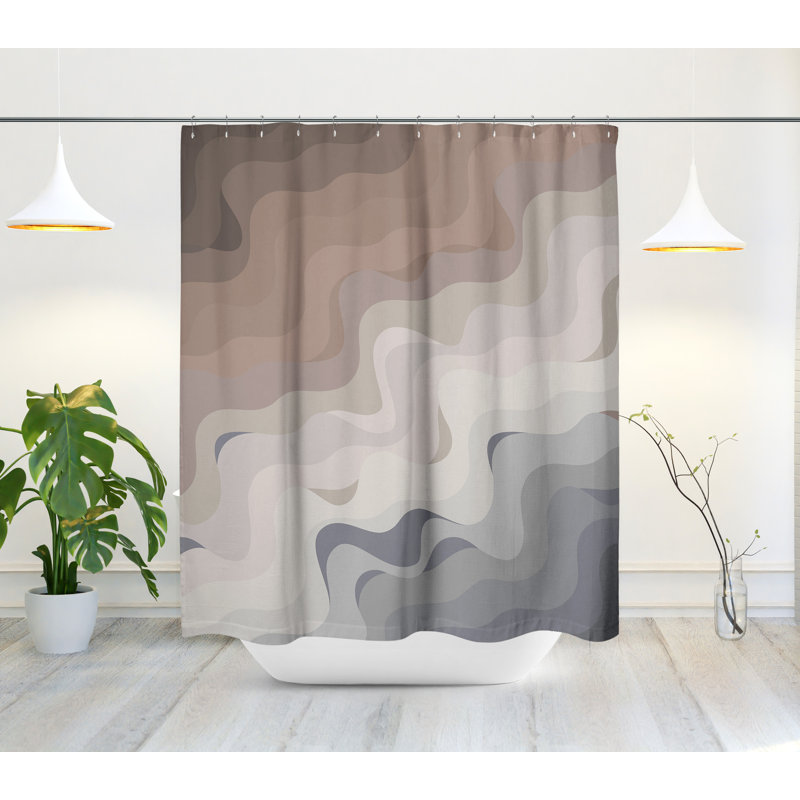Rideau de douche Chacha Waves, Gris brun