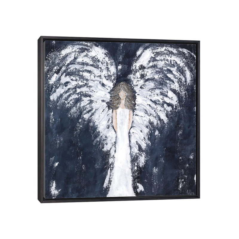 "Marine Angel" par Ashley Bradley, reproduction d’art, Pas de tapis, H 18 po x l 18 po x 1,5 po, Toile avec cadre noir patiné
