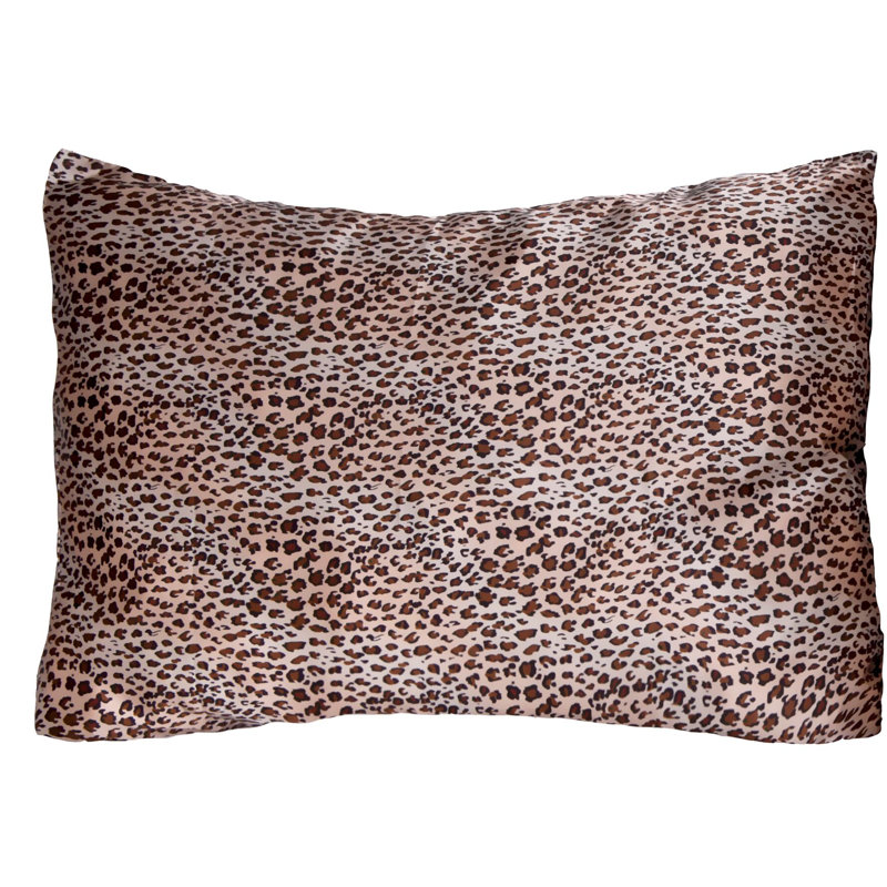 Leopard Print Satin and Cotton Standard Pillowcase