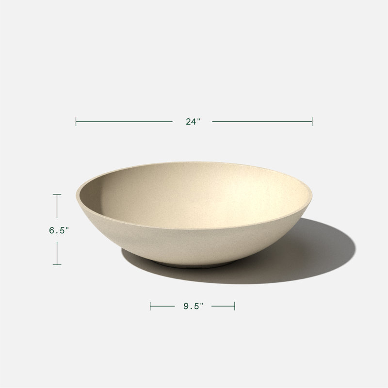 Pure Series Lane Bowl Planter, 6" H x 24" W x 24" D, Set of 1, Sand