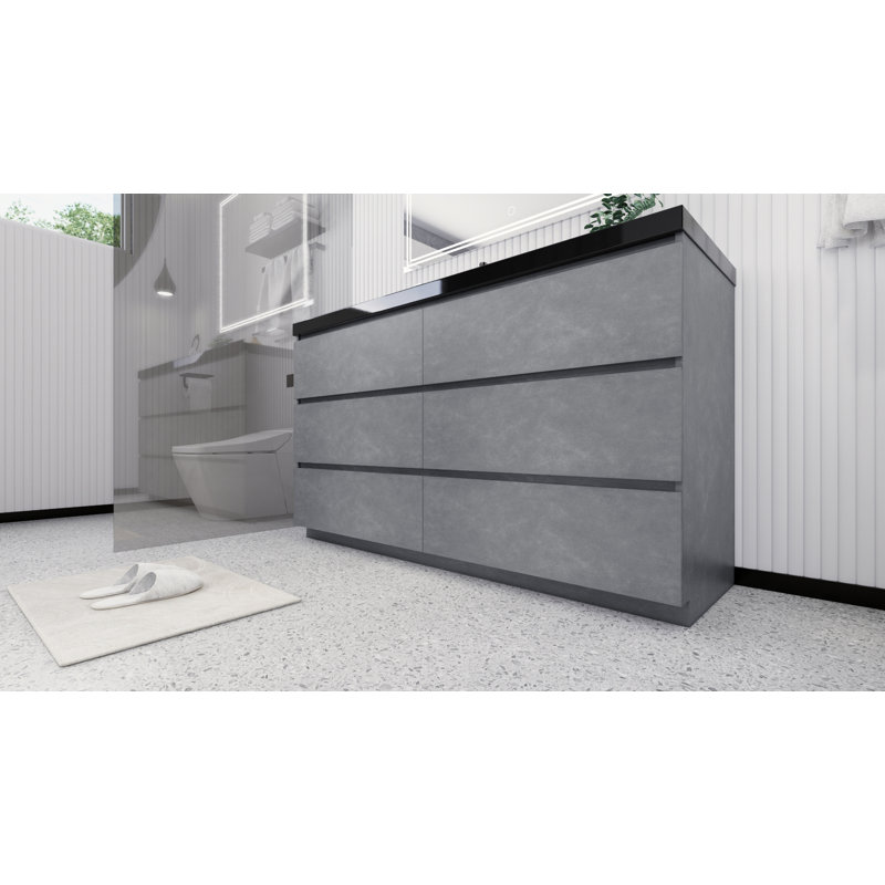 Base de meuble-lavabo simple 60 po Reyes, Noir mat
