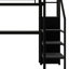 Lit mezzanine en métal avec bureau, escalier de rangement, petite armoire et lumière DEL