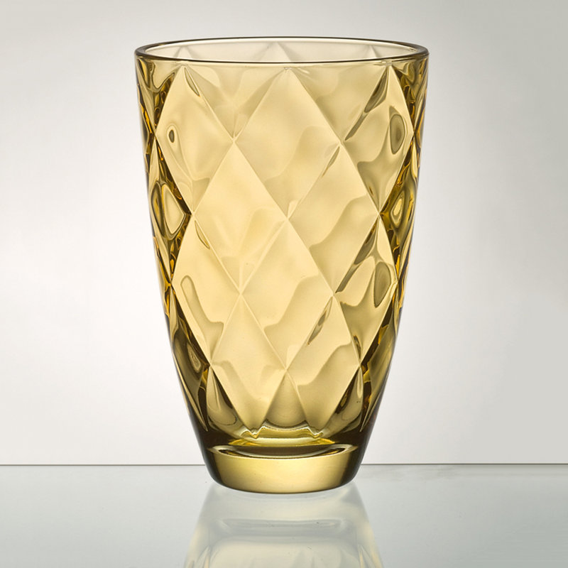 Vase de table en forme de losange de haute qualité cadeau Howey, Ambre, H 9,4 po x l 6,25 po x P 6,25 po
