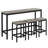 Extra Long Counter Height Dining Table Set with 3 Stools & Footrest – Pub Kitchen Space-Saving Table, Gray-117847483