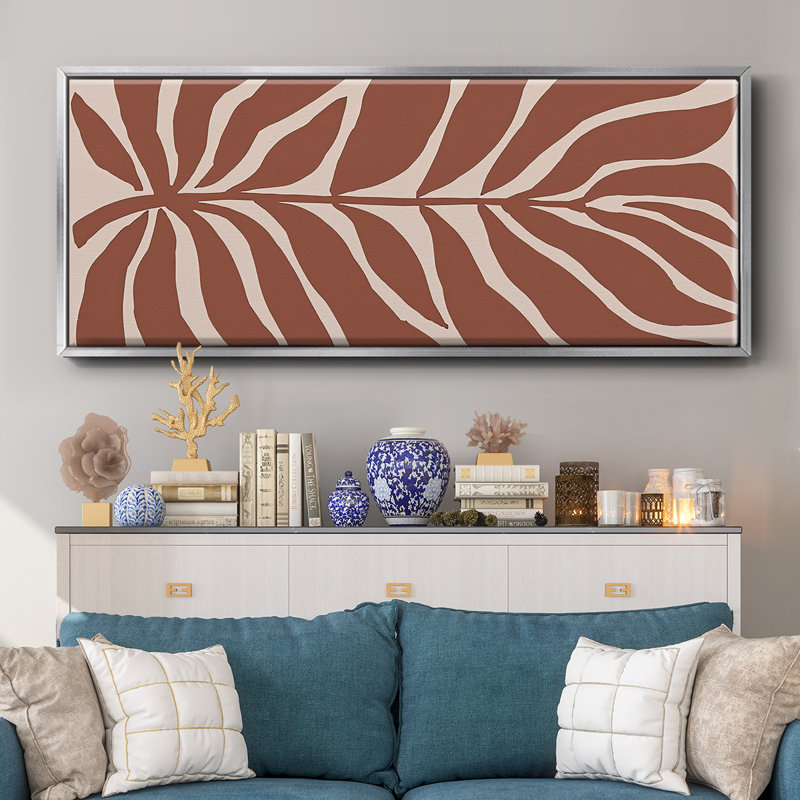 Terra Cotta Block Palms I- Framed Canvas, 12" H x 30" W