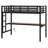 Metal Loft Bed With Power Outlet And LED Lighted, Space-Saving