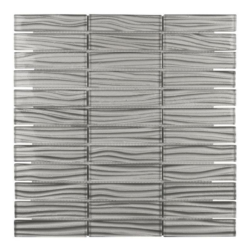 1" x 4" Glass Grid Mosaic Tile, Gray