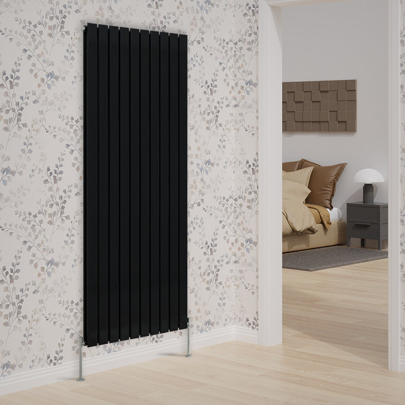 Vertical Double Flat Panel Radiators, 1800cm H x 680cm W x 52cm D, Black