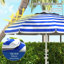 5. Parasol de plage portatif de 7 pi avec inclinaison, hauteur réglable, 2 porte-gobelets et crochets, parasol d'extérieur à volants UV 40+ avec auvent ventilé, rayure bleu blanc-7729785